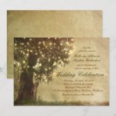 String verlichting oude boom rustieke bruiloft uit kaart (Voorkant / Achterkant)