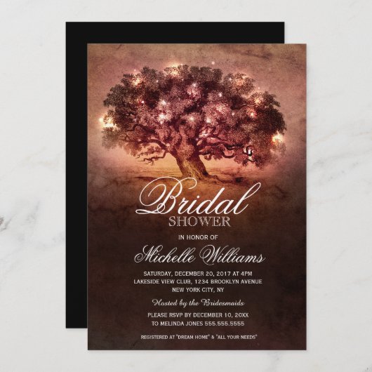 String verlichting oude eikenboom rustiek vrijgeze kaart (Voorkant / Achterkant)