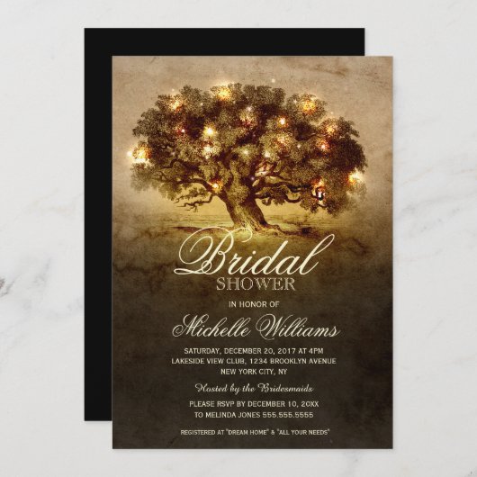 String verlichting oude eikenboom rustiek vrijgeze kaart (Voorkant / Achterkant)