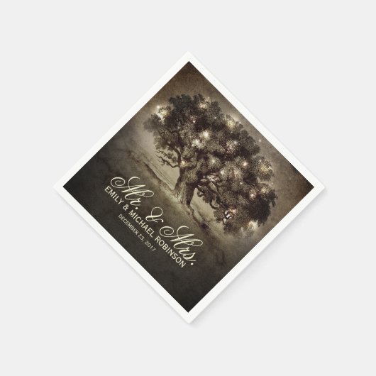 String verlichting oude eikenboom rustieke bruilof servetten (Hoek)