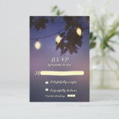 String verlichting rustieke bruiloft RSVP kaarten Kaartje (Staand voorkant)