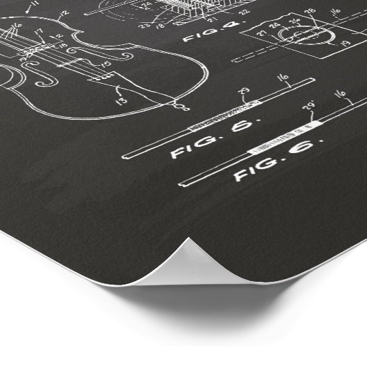 Stringed Instruments 1960 Patent Art Chalkboard Poster (Hoek)