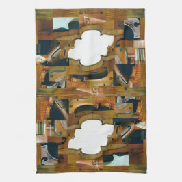 Stringet instrumentpatchwork Kijk Collage Theedoek