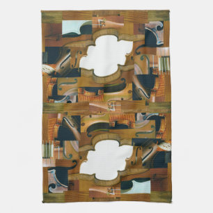 Stringet instrumentpatchwork Kijk Collage Theedoek