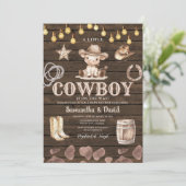 Stringlight Cowboy is op komst Baby Shower  Kaart (Staand voorkant)