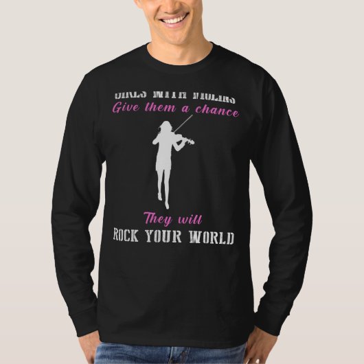 Strings of Enchantment: Meisjes met violen Rock Te T-shirt (Voorkant)