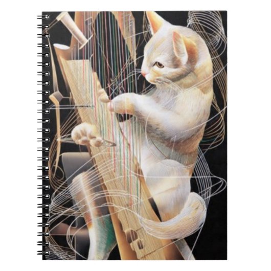 Strings of Imagination – Surreal Cat Notebook Notitieboek (Voorkant)
