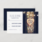 Strings of Lights Carved Heart Wedding RSVP Kaarte (Voorkant / Achterkant)
