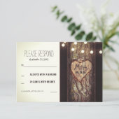 Strings of Lights Carved Heart Wedding RSVP Kaarte (Staand voorkant)