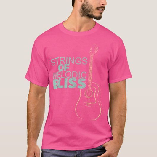 Strings of Melodic Bliss Line Art van akoestische T-shirt (Voorkant)