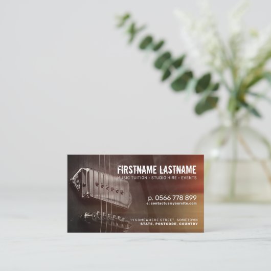 Strings Studio Grunge Guitar Visitekaartje (Staand voorkant)