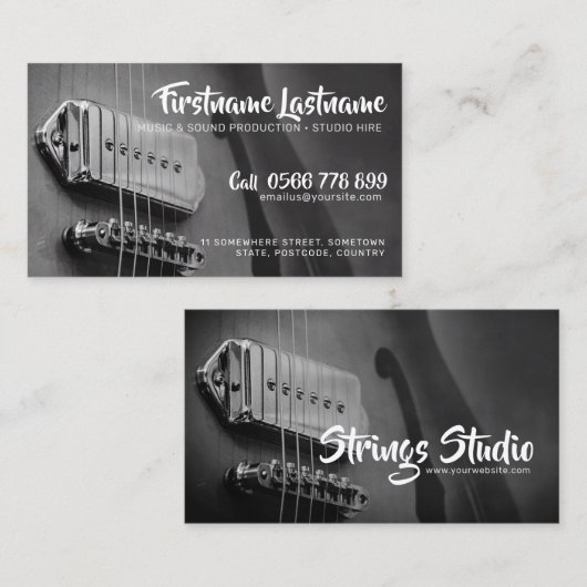 Strings Studio Guitar GreyAZ Visitekaartje (Voorkant / Achterkant)