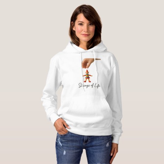 Strings van het leven | Poppencircus Sticker Hoodie (Voorkant volledig)