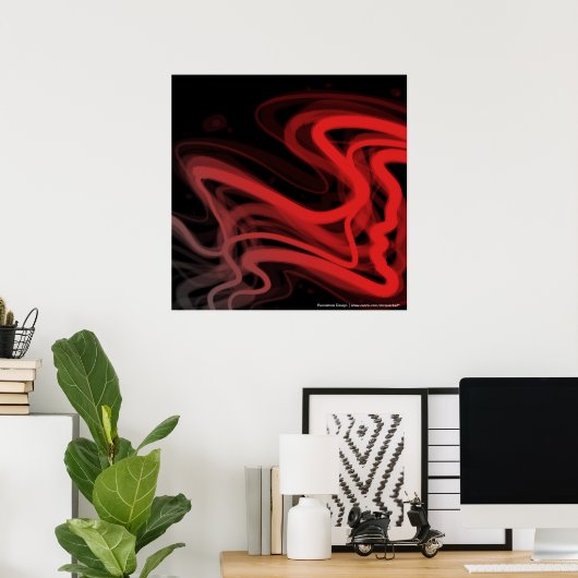 Stringy Red Abstract Poster (Thuiskantoor)