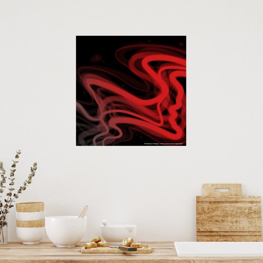 Stringy Red Abstract Poster (Keuken)