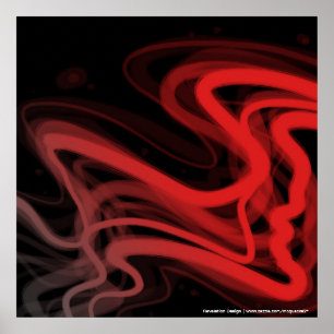 Stringy Red Abstract Poster