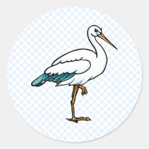 Stringy Stork Ronde Sticker