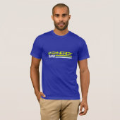 Strip op blauw medium t-shirt (Voorkant volledig)