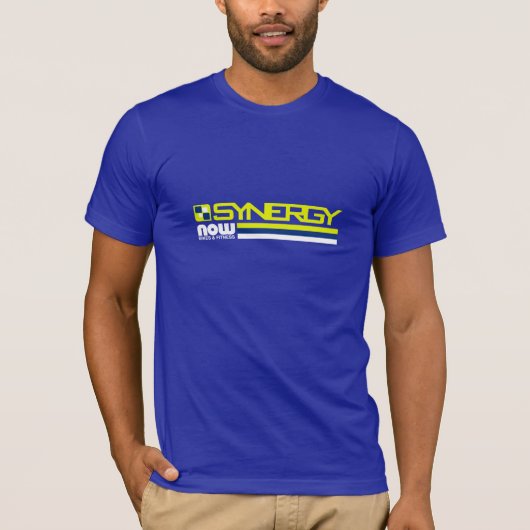 Strip op blauw medium t-shirt (Voorkant)