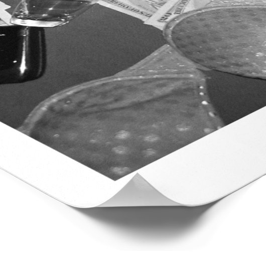 Strip Poker Black and White Poster (Hoek)