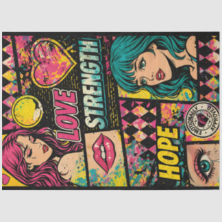 Strip Pop Art Decoupage Papier Liefde Kracht hoop