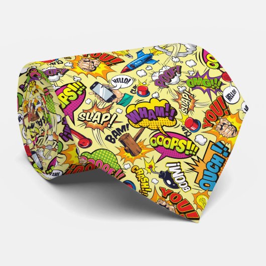 Strip Pop Art Explosie Stropdas (Opgerold)
