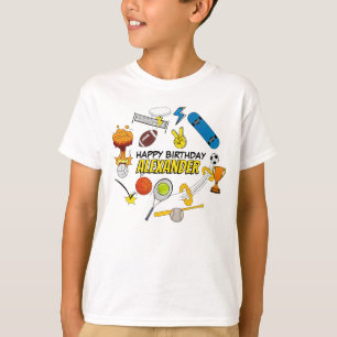 Strip Retro Sport Atletiek Verjaardag Kinderen T-shirt