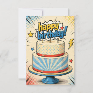 stripachtige taart verjaardags felicitaties kaart