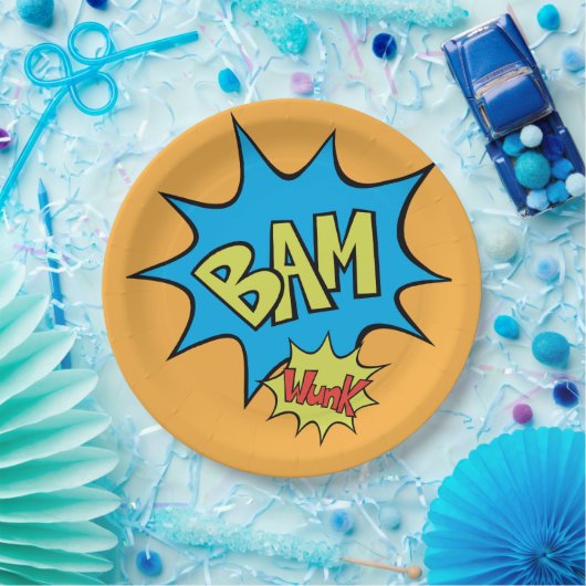 Stripboek "BAM" Balloon Speech Bubble Papieren Bordje (Feest)