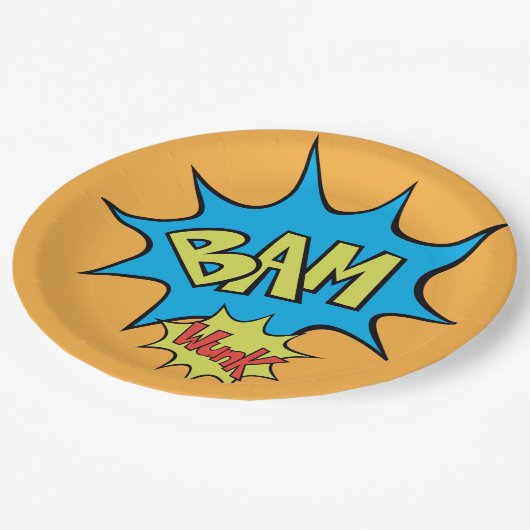 Stripboek "BAM" Balloon Speech Bubble Papieren Bordje (Gekanteld)