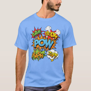 Stripboek Bam Pow Crash Boom Zap Bellen in Helder T-shirt