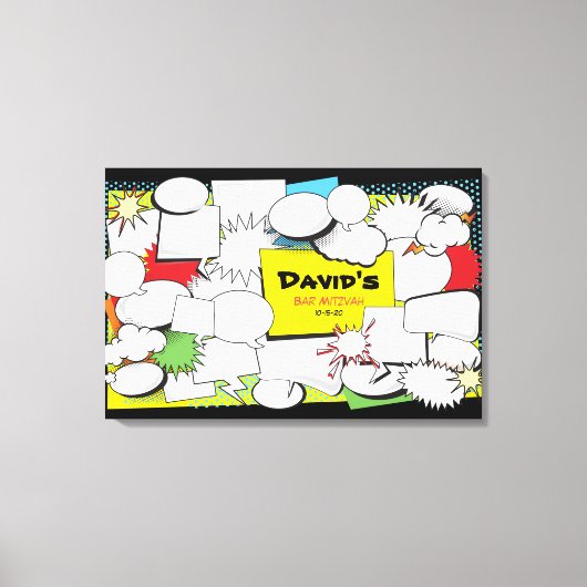 STRIPBOEK Bar Bat Mitzvah Sign In Memory Board Canvas Afdruk (Voorkant)