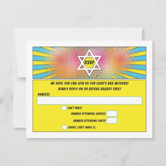 Stripboek Bar Mitzvah of Bat Mitzvah RSVP (Voorkant)