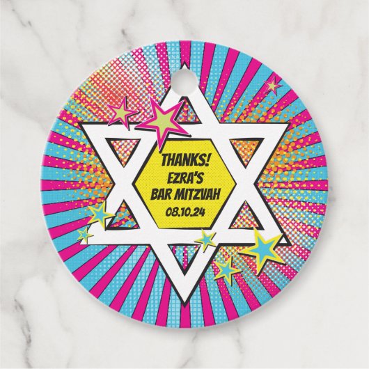 Stripboek Bar Mitzvah Star of David Bedankjes Labels (Voorkant)
