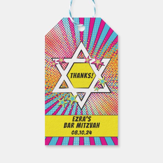 Stripboek Bar Mitzvah Star of David Cadeaulabel (Achterkant)
