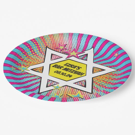 Stripboek Bar Mitzvah Star of David Papieren Bordje (Gekanteld)