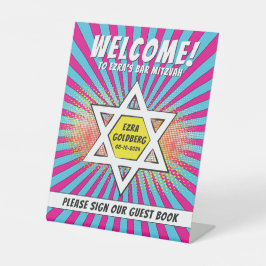 Stripboek Bar Mitzvah Star of David Reclamebord Met Voetstuk