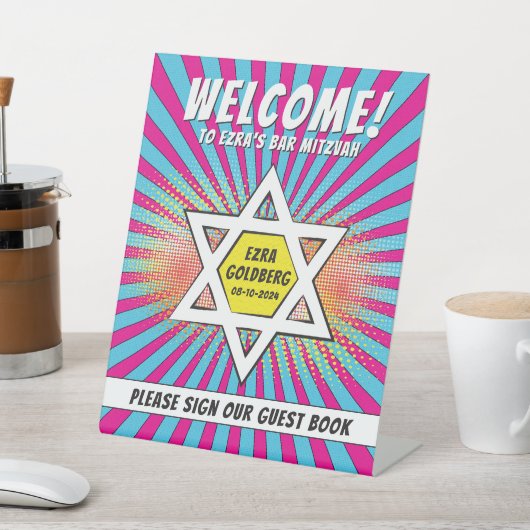 Stripboek Bar Mitzvah Star of David Reclamebord Met Voetstuk (Insitu)