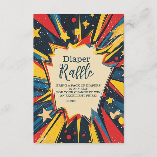  stripboek Boy Baby shower Diapper Raffle Informatiekaartje (Voorkant)