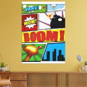 Stripboek cartoon-lettertypen! canvas afdruk (Insitu (Woonkamer))