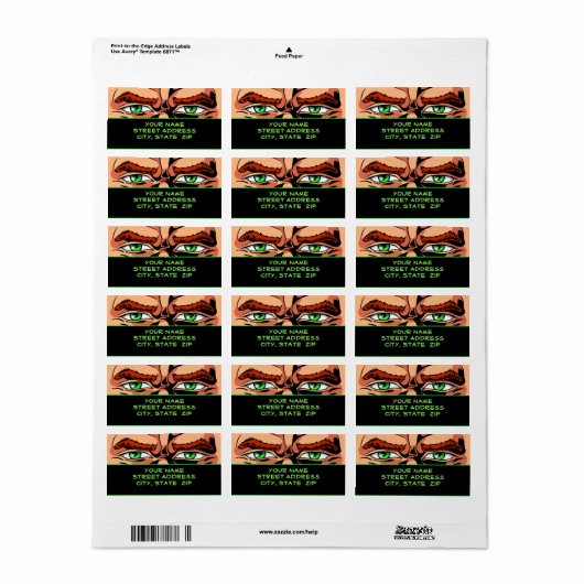 Stripboek Eyes Adresetiketten Etiket (Full Sheet)