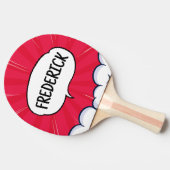 Stripboek grappige gepersonaliseerde naam trendy tafeltennisbatje (Zijkant)