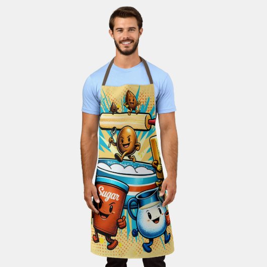 Stripboek hippie bak ingrediënten koken schort (Gedragen)