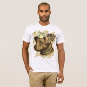 Stripboek hond puppy propeller hoed aangepaste tek t-shirt (Voorkant volledig)