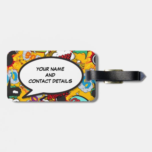 Stripboek Ik ben hier grappig cool gepersonaliseer Bagagelabel (Achterkant horizontaal)