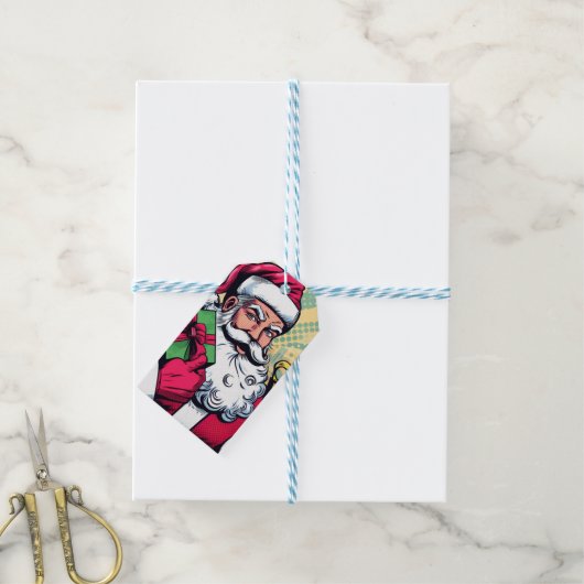 Stripboek Kerstman/Kerstmis Cadeaulabel (Met Touw)