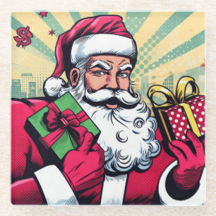 Stripboek Kerstman/Kerstmis Glazen Onderzetter