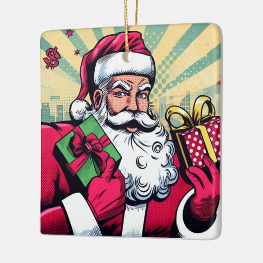 Stripboek Kerstman/Kerstmis Keramisch Ornament (Links)