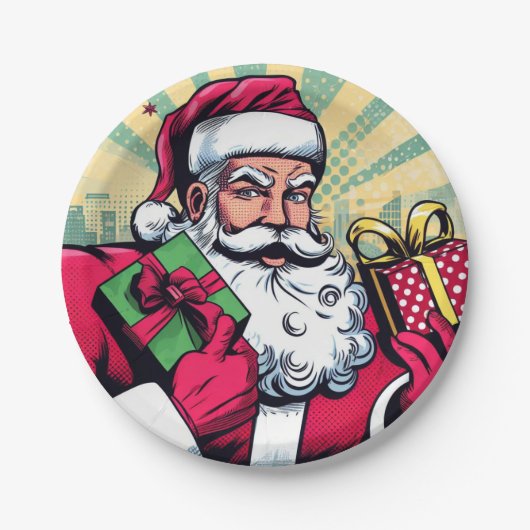 Stripboek Kerstman/Kerstmis Papieren Bordje (Voorkant)