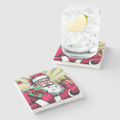 Stripboek Kerstman/Kerstmis Stenen Onderzetter (Zijkant)